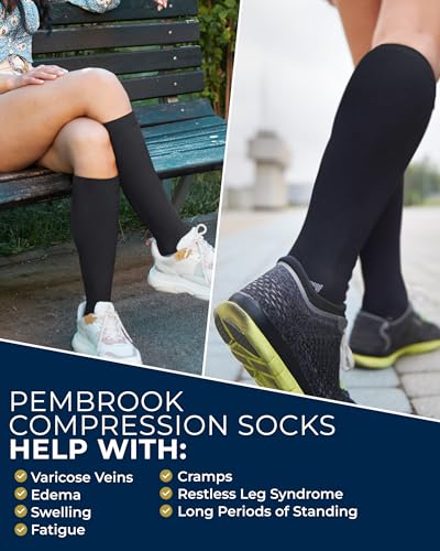image for Pembrook Plus Size Compression Socks Wide Calf - 3 Pairs, 20-30mmHg Ex
