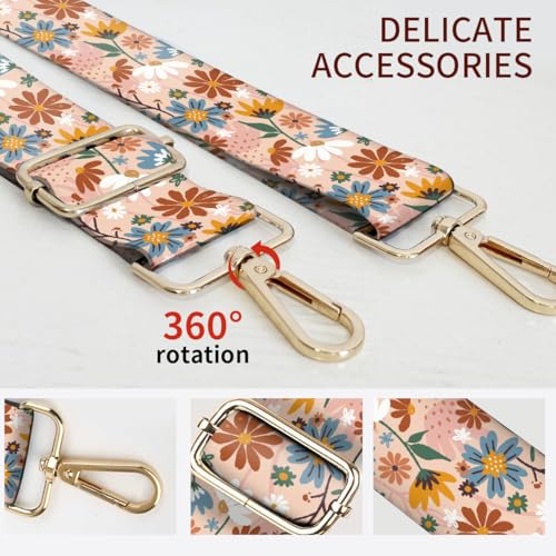 Image of Purse Strap Replacement Crossbody, 3.8cm Wide Shoulder Strap Adjustable Replacement Belt Gold Buckle