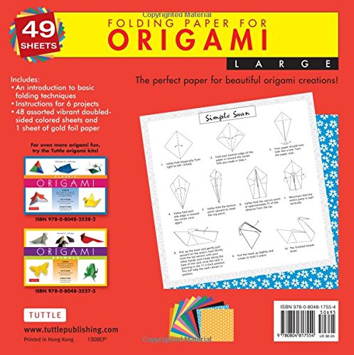 Folding Paper for Origami - Large 8 1/4" - 49 Sheets: Tuttle Origami Paper: High-Quality Large Origami Sheets: Instructions for 6 Projects Included (81/2 X 81/2) image 3