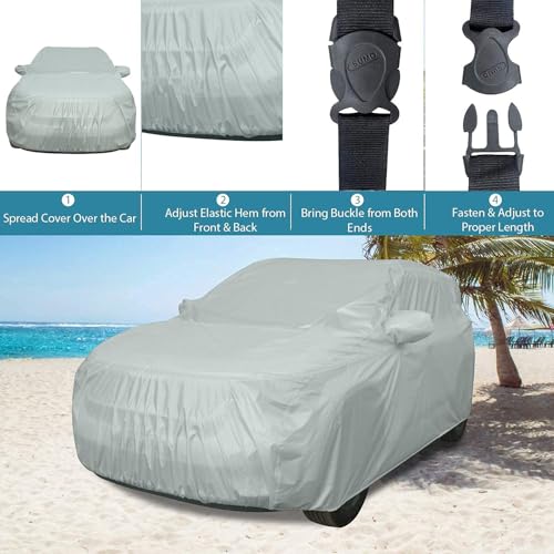 Image of Allextreme ME7003 Car Body Cover Compatible with Maruti Suzuki Ertiga Custom Fit Dustproof UV Heat Resistant Indoor Outdoor Body Protection (Silver with Mirror)