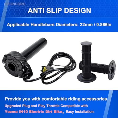 Image of Compatible Fit for Yozma IN10 Valtinsu Strike Shadow SX Electric Dirt Bike Twist Throttle, Full Twist Throttle Handle with Male Connector, Rolling Bearing & Cable Kit