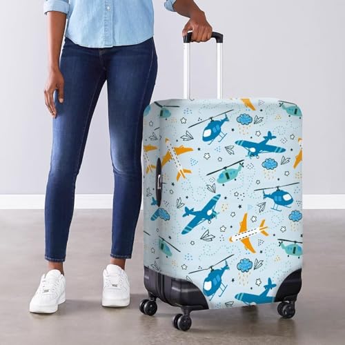 Image of Coloranimal Airplane Elastic Luggage Covers for Women Men Fits 18-21 inch Luggage Travel Suitcase Cover with Zipper Fashion Washable Suitcase Protector for Vocation