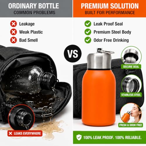 Image of 316 Stainless Steel Water Bottle 300 ml | Hot & Cold | Durable & Leak-Proof | For Office, Home, Kids, School For Women Men | 300ml water bottle | Orange
