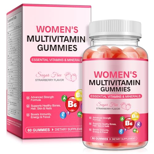Multivitamin for Women Boosts Healthy Bones Hair Skin and Nails Boosts Immunity Energy Womens Multivitamin Gummy 60p Strawberry Flavor