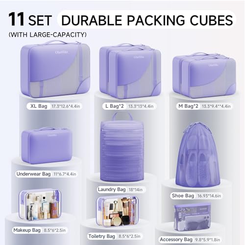 Image of OlarHike 11 Set Packing Cubes for Travel, Gifts for Women Mom,Anti-Tearing Suitcase Organizer with Over 1000 pcs Mesh Holes,Vacation Essentials & Accessories for Cruise Ship