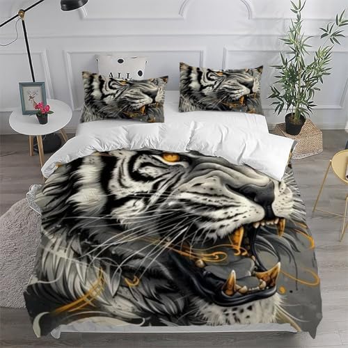 Housse de couette double tigre 200x200cm microfibre premium - 6