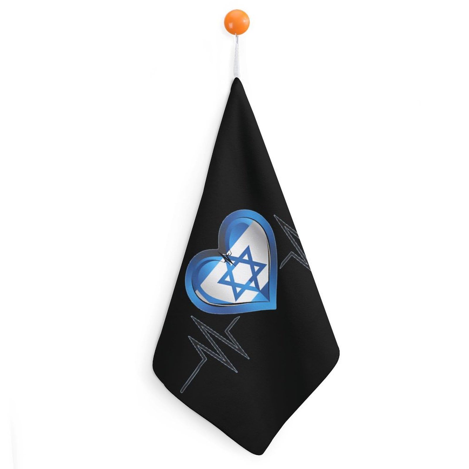 CGSBNGHA Israeli Heartbeat I Love Israel Flag Hand Towel Hanging Face Towels Cleaning Cloths Handkerchief for Bathroom Kitchen