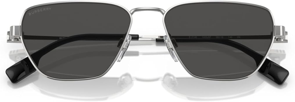 Amazon.com: BURBERRY Sunglasses BE 3146 100587 Silver Dark Grey