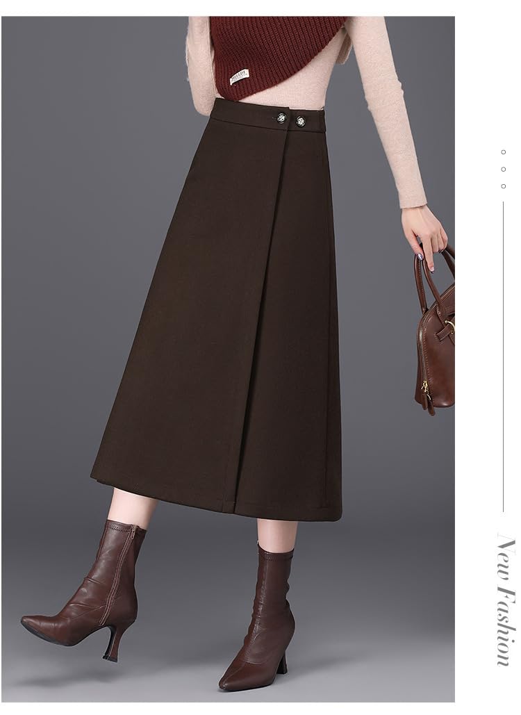 Langer Bleistiftrock Für Damen, Für Den Winter Und Herbst, Hohe Taille, Elegant, A-Linie, Vintage, Warme Wollmischung, Maxi-Wickelröcke Für Die Arbeit, Freizeit, Party
