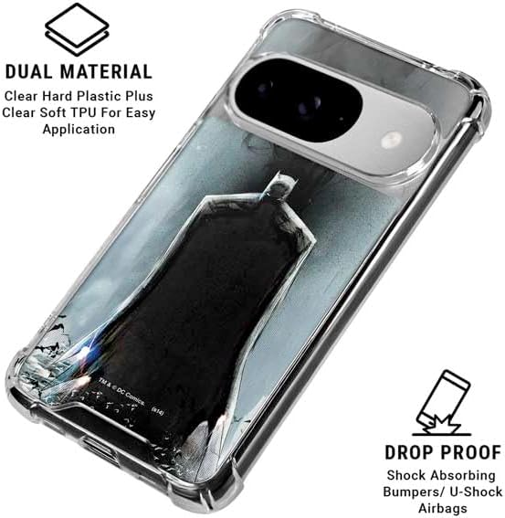 Skinit Clear Phone Case Compatible with Google Pixel 10 - Officially Licensed DC Comics Batman Black Mirror Cover #1 Design