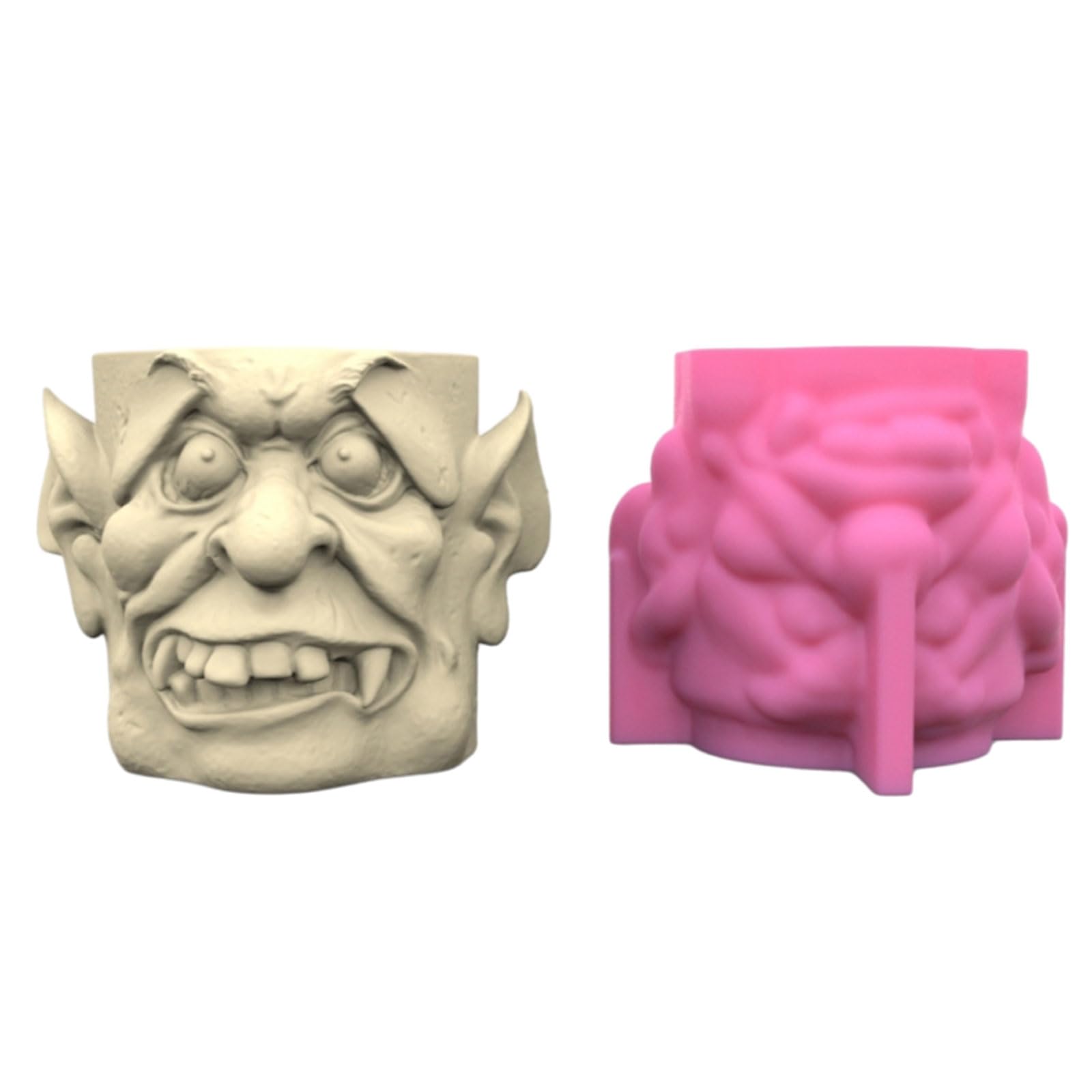 Alksubbm 3D Monsters Silicone Mold Concrete Vase Flower Pots Plaster Epoxy Resin Pen Holder Molds Home Decorations Silicone Molds