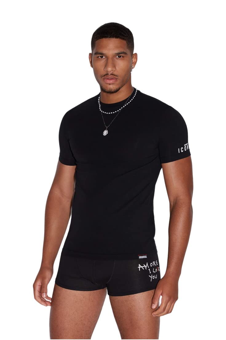 DSQUARED2 czarna koszulka białe logo - xxl, czarny, Czarny, XXL