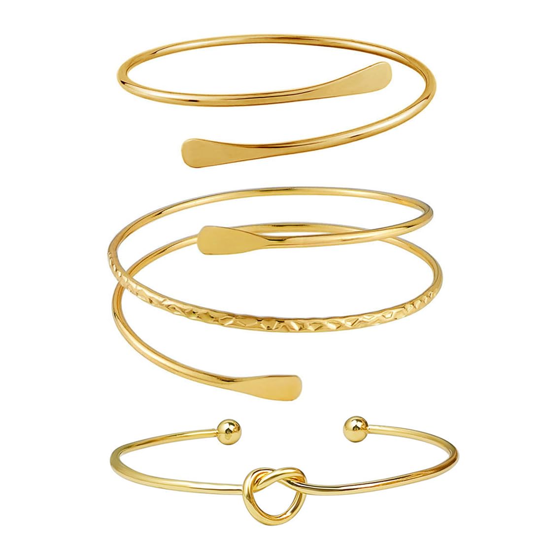 GXGM GXGM 3 brazaletes para la parte superior del brazo para mujeres y niñas, brazalete minimalista bohemio punk con remolino griego