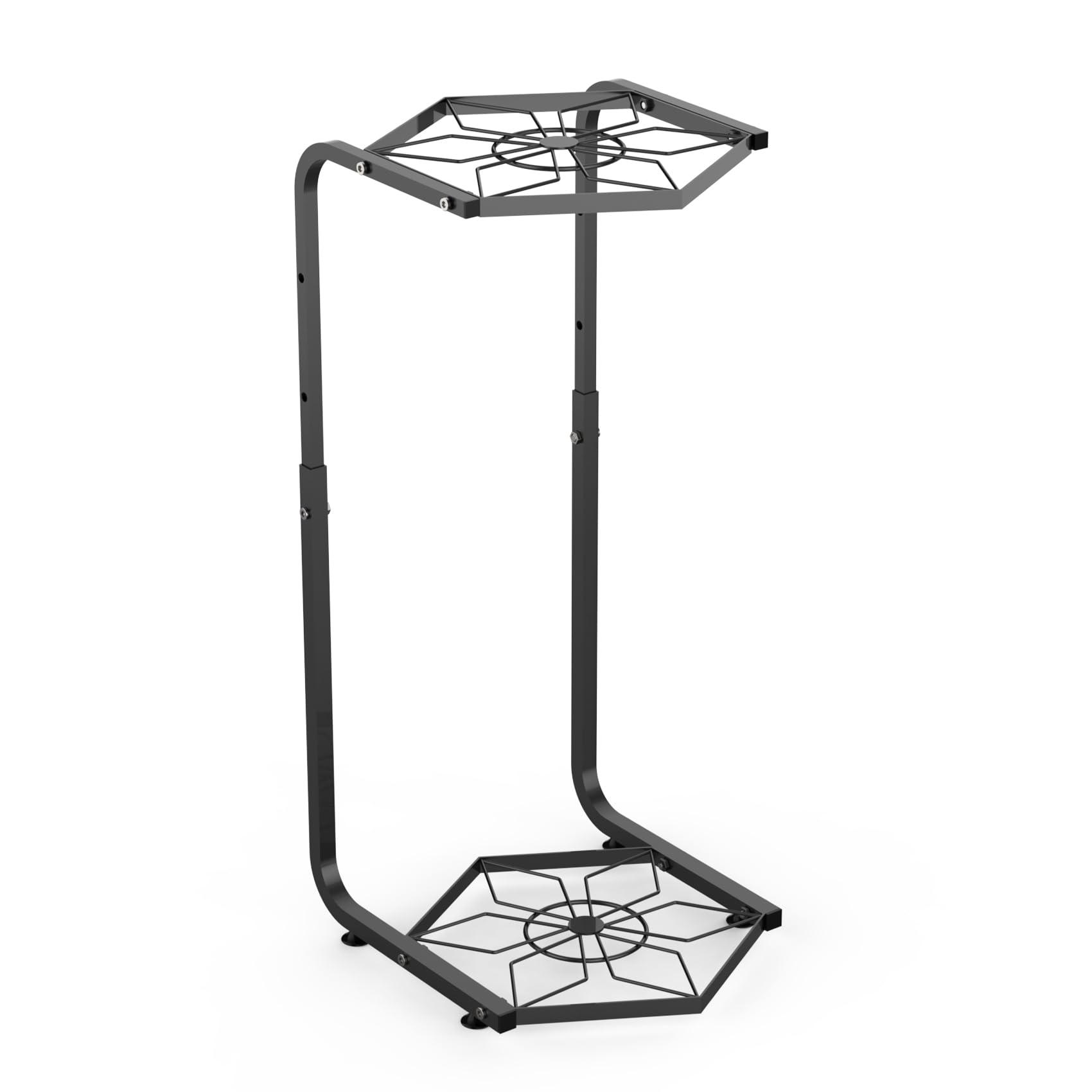 LAGAHS Soporte para plantas de interior y exterior, 2 niveles ajustables de 21.3 a 28.3 pulgadas de alto, soporte para plantas en maceta, soporte de metal impermeable para macetas en el hogar, patio y