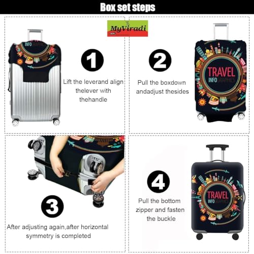 Image of Trolley Printed Cover Luggage Bag Polyester | Trolley Bags | Suitcase | Travel | Protector | Printed | Washable| Anti-Scratch (Black(NEW), 18-22 INCH (Small))