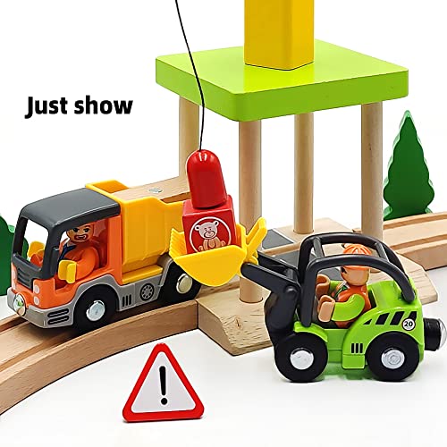 Dshmixia DSH-30 Wooden Train Cars Track Accessories Set Digger And Dump Truck Small Vehicles Magnetic Train Cars Fit thumb #4