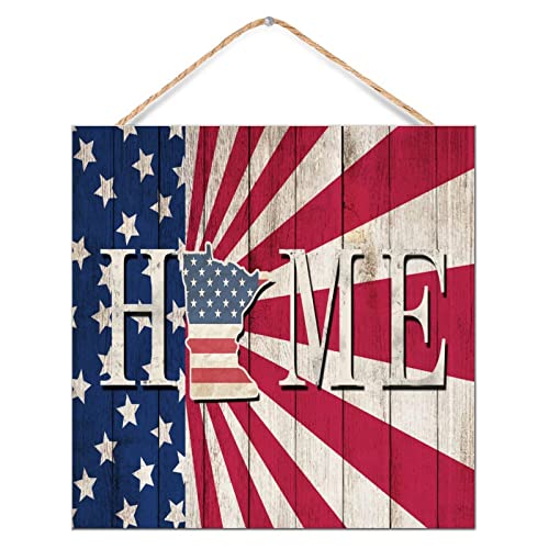 Décoration murale de maison minnesota cadeau idéal en bois personnalisé pour le 4 juillet