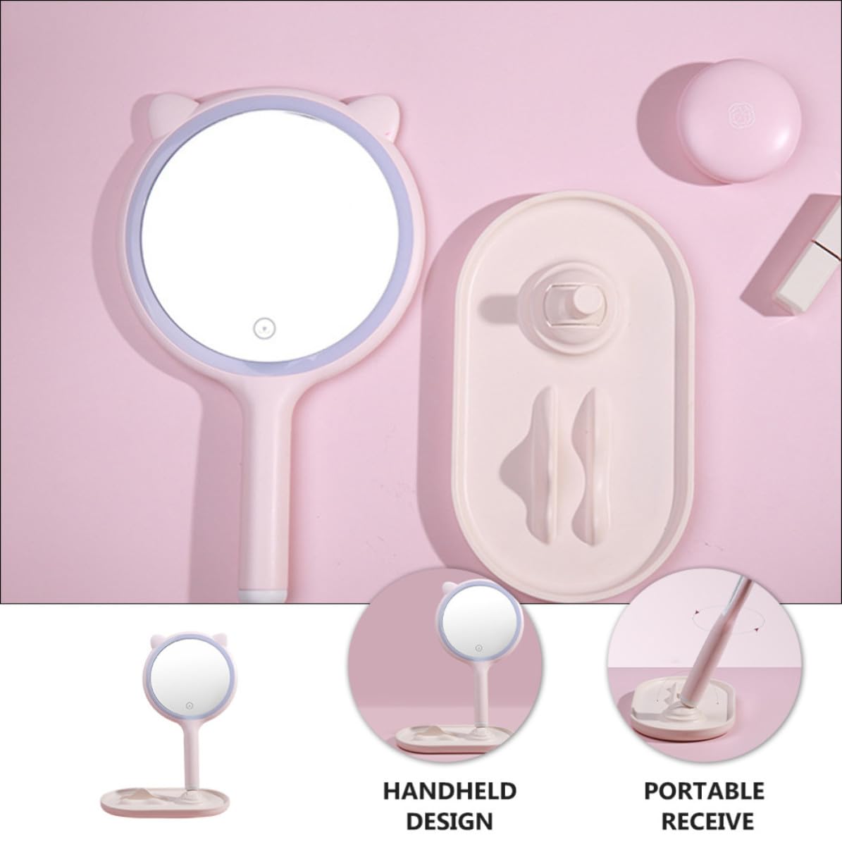 LED Schminkspiegel mit Touch, USB Aufladung, Doppelseitig, 1200mah