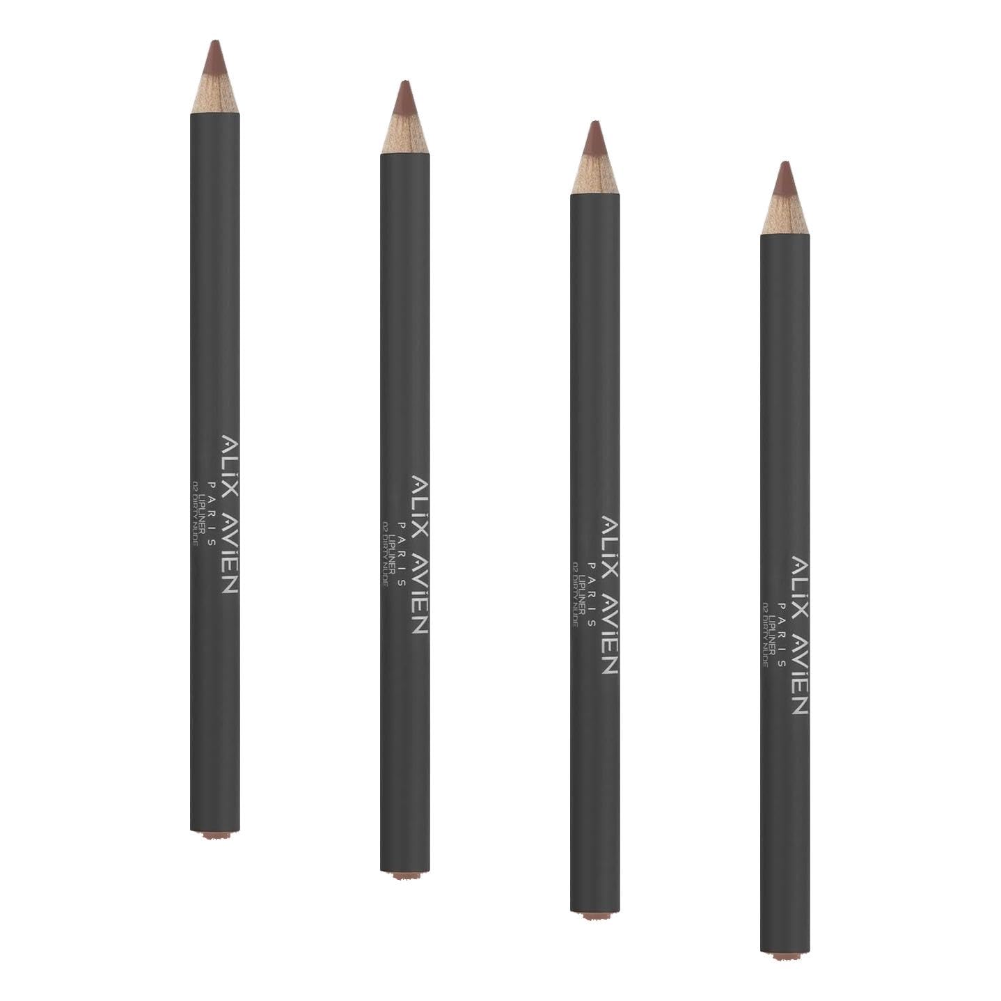 ALIX AVIEN Uzun Süre Kalıcı Dağılma Yapmayan Nemlendirici Dudak Kalemi - Lipliner Pencil 02 Dirty Nude (4 paketi)