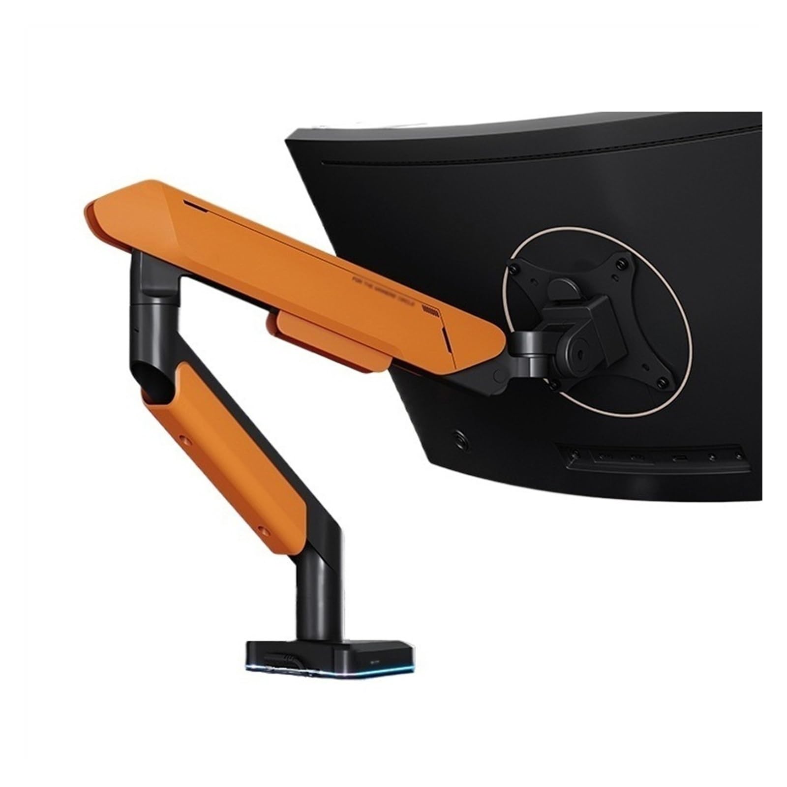 SaryEdge Monitor Desk Mount Single Monitor Mount Arm, Supports 17-42" Screens and 33 lbs, Adjustable Gas Spring Mount with 31 RGB Lighting Modes and USB Port,Orange