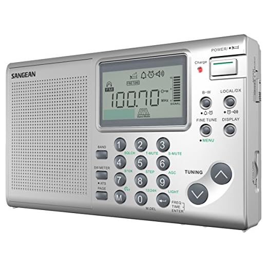 Sangean ATS-405 FM-Stereo/AM/Short Wave World Band Receiver, Silver