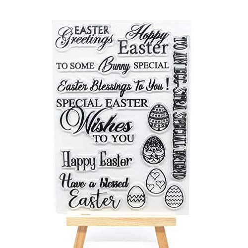 Welcome to Joyful Home Happy Easter Greetings Rubber Stamp