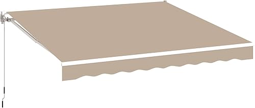 Vista 9 de AECOJOY Toldo retráctil manual de 10 x 8 pies para patio, toldo para patio al aire libre, toldo para terraza con manivela manual, color beige