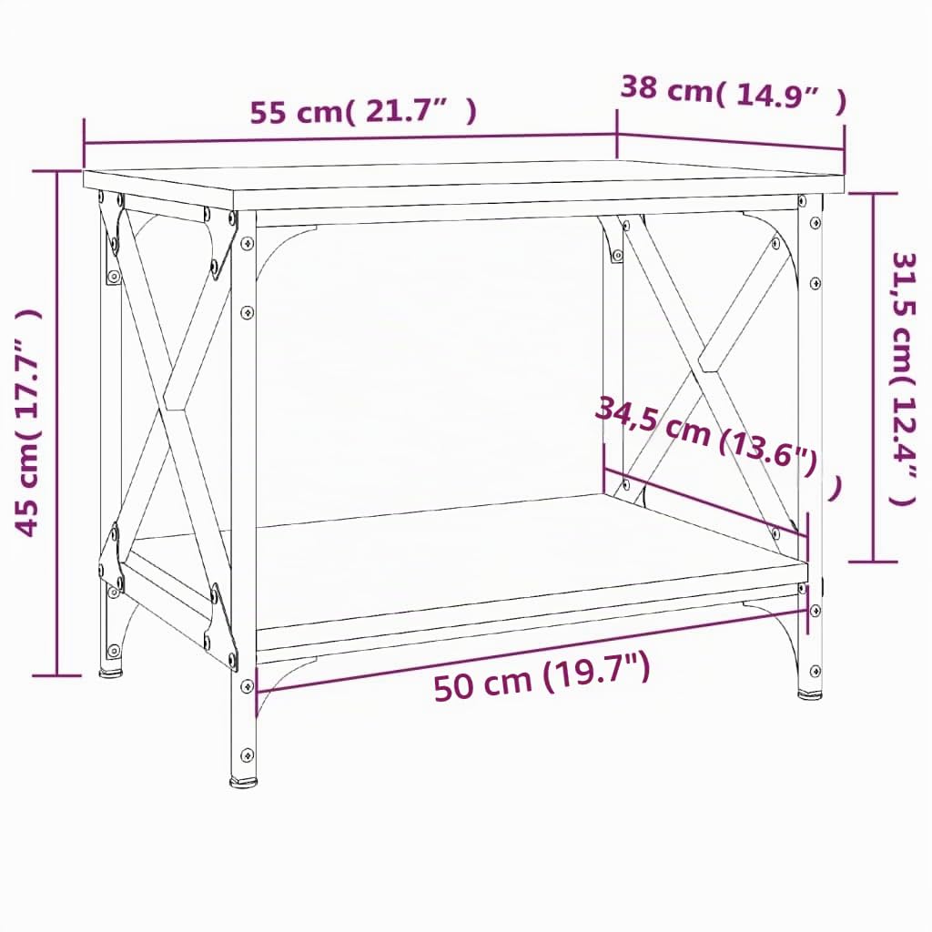 vidaXL Mesa Auxiliar Madera contrachapada Roble Sonoma 55x38x45 cm