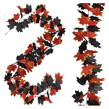 AMAZON - Halloween Fall Maple Leaf Garland Front Door Decorations – 6ft/Piece Artificial Fall Maple Leaf Garland Battery Operated, Thanksgivings Halloween Home Decorations for Home and Garden (2 Pack)