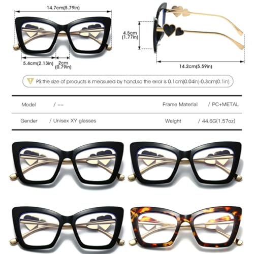 Lunettes œil de chat MUTYNE grand format avec détail cœur élégant - 7