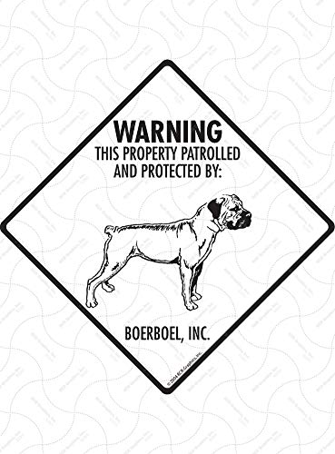 Warning! Boerboel - Property Patrolled Aluminum Dog Sign (6" x 6") Exterior Rust Free Aluminum Pet Dog Sign with Weatherproof and UV Protection - Caution Beware of Boerboel - 6" x 6"