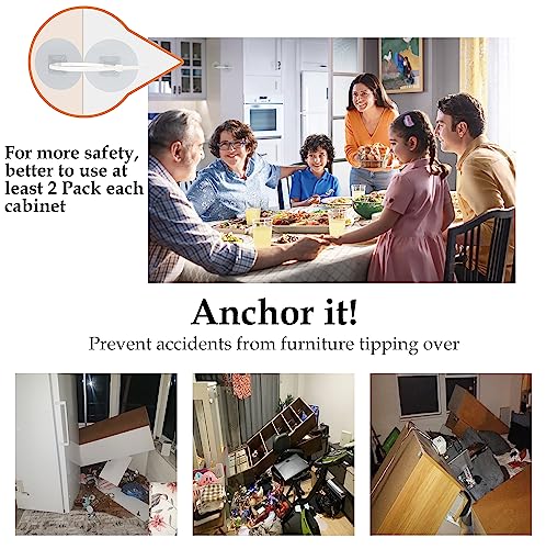 Furniture Anchors (30 Pack) No Drill Upgraded Furniture Straps for Baby Proofing, Self-Adhesive Secure 168 Pound Furniture Prevent Falling Anti Tip Earthquake Straps for Child Safety - Thumbnail 4