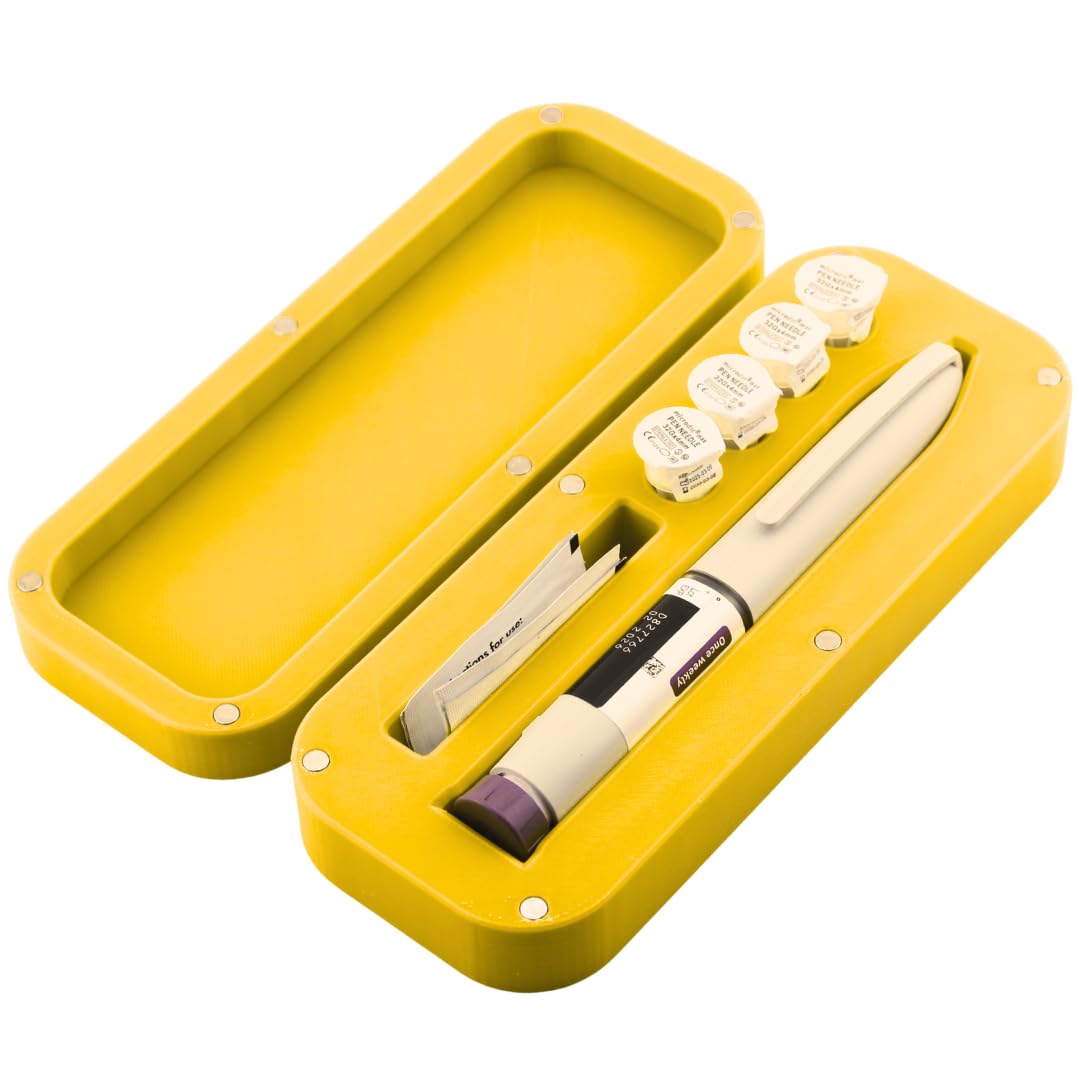 Monjaro, KwikPen Weight Loss Pen Fridge Hard Case – Travel Hardshell with Magnetic Closure (Yellow)