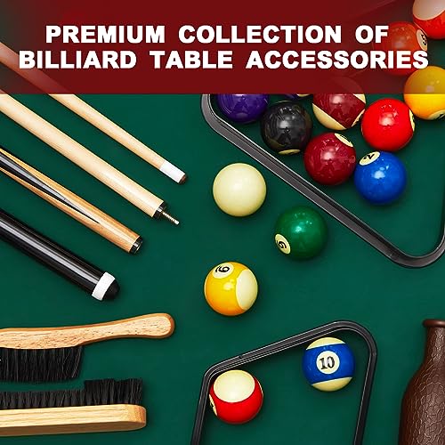 Jenaai 55 Pcs Pool Table Accessories 16 Pcs Billiard Balls 6 Set Pool Sticks Triangle Diamond Ball Holder Cue Chalks Cue Tip and Brush Set