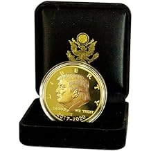 Trump 2017-2020 Gold Coin Set, Velvet Case, 4 Year Collectors Edition, Commemorative Gold Plated Replica Challenge Coin w/Cert. of Authenticity Velvet 17-20