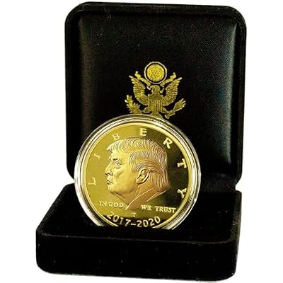 Trump 2017-2020 Gold Coin Set, Velvet Case, 4 Year Collectors Edition, Commemorative Gold Plated Replica Challenge Coin w/Cert. of Authenticity (Velvet 17-20)