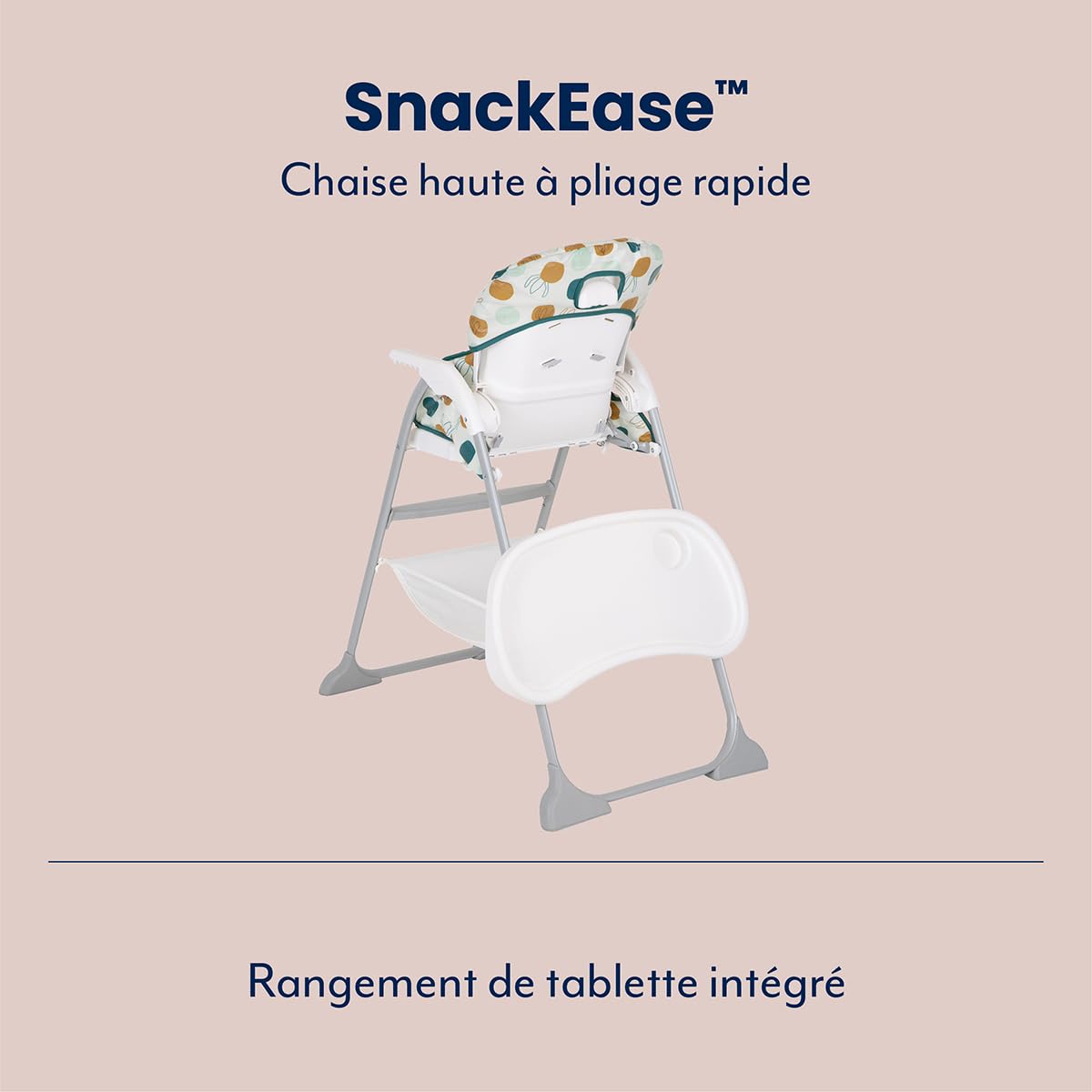 Graco SnackEase, chaise haute à pliage rapide, de 6 mois à environ 3 ans (max. 15 kg), léger, lavable, pliage rapide d'une seule main, multicolore, Organza