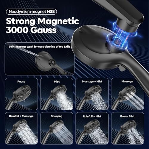 Image of 12-Inch High Pressure Rain Shower Head with Handheld Spray Combo, Magnetic