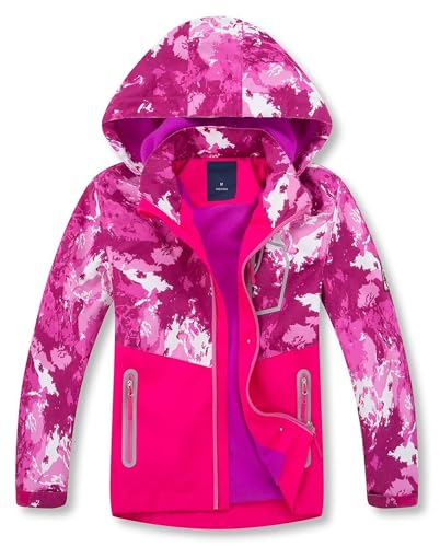 Boys Girls Rain Jackets Waterproof Lightweight Hooded Raincoats Lined Softshell Windbreakers for Kids