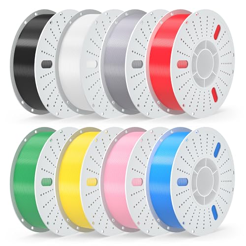 Image of PINBALL PLA+ 3D Printer Filament 1.75mm, 8 Colors PLA Plus 3D Printing Filament, Fit for Most FDM 3D Printers, 8 KG, Black+White+Grey+Red+Green+Yellow+Pink+Blue