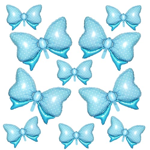Image of 10pcs Blue Bow Balloon, Light Blue Bows Balloons, Pastel Giant Bow Foil Balloon With Two Sizes For Birthday Baby Shower Girls Women Party Wedding Bridal Shower Bachelorette Engagement Decorations