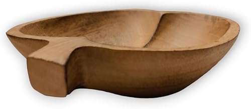 Miniatura 6 de BestySuperStore Bandeja de madera con forma de fruta de manzana marrón de 7 pulgadas de largo, hecha a mano, funcionales, coleccionables, vajilla de