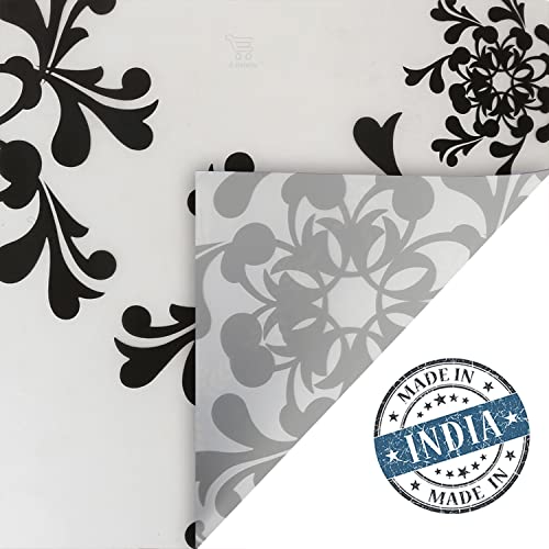 Image of Multipurpose Waterproof PVC Refrigerator /Fridge Drawer Mats Washable Non-Slip Shelf Liners for Kitchen Set of 4 Pcs (Printed Black, 17.5x11.5 Inch)