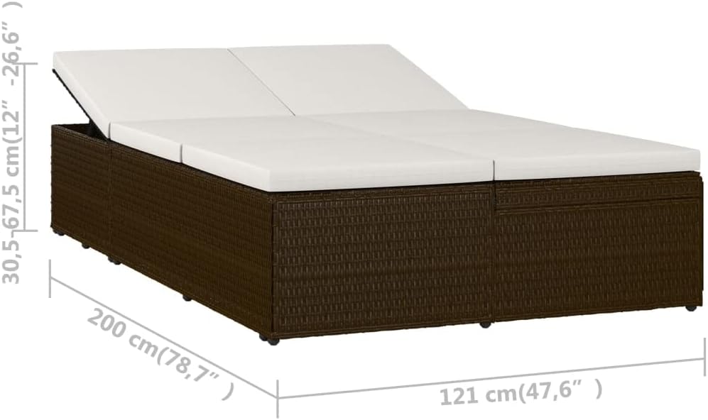 Diagram showing the dimensions of the vidaXL Double Chaise Lounge Sunbed.