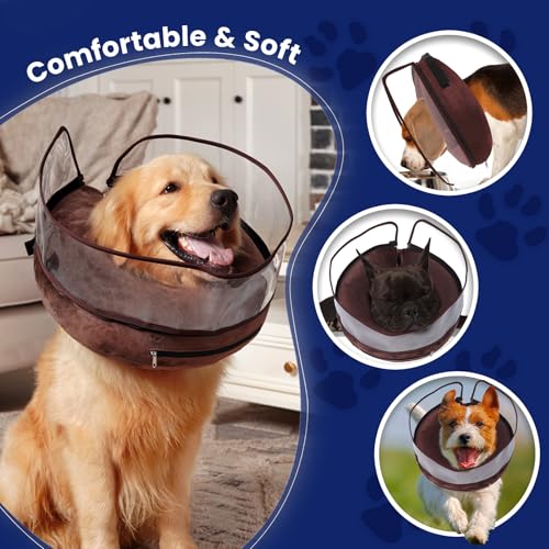 Image of BARKLESS Dog Cone, Inflatable Dog Cone After Surgery for Small Medium Breeds, Soft Surgery Collar with Enhanced Anti-Licking Guard Shield for Pets, Patented Protective Donut Collar