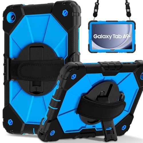 Coque silicone rigide pour Samsung Galaxy Tab A9 Plus antichoc avec sangle de maintien