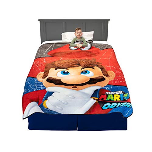 Franco Kids Bedding Soft Plush Blanket, Twin/Full Size 62" x 90", Super Mario
