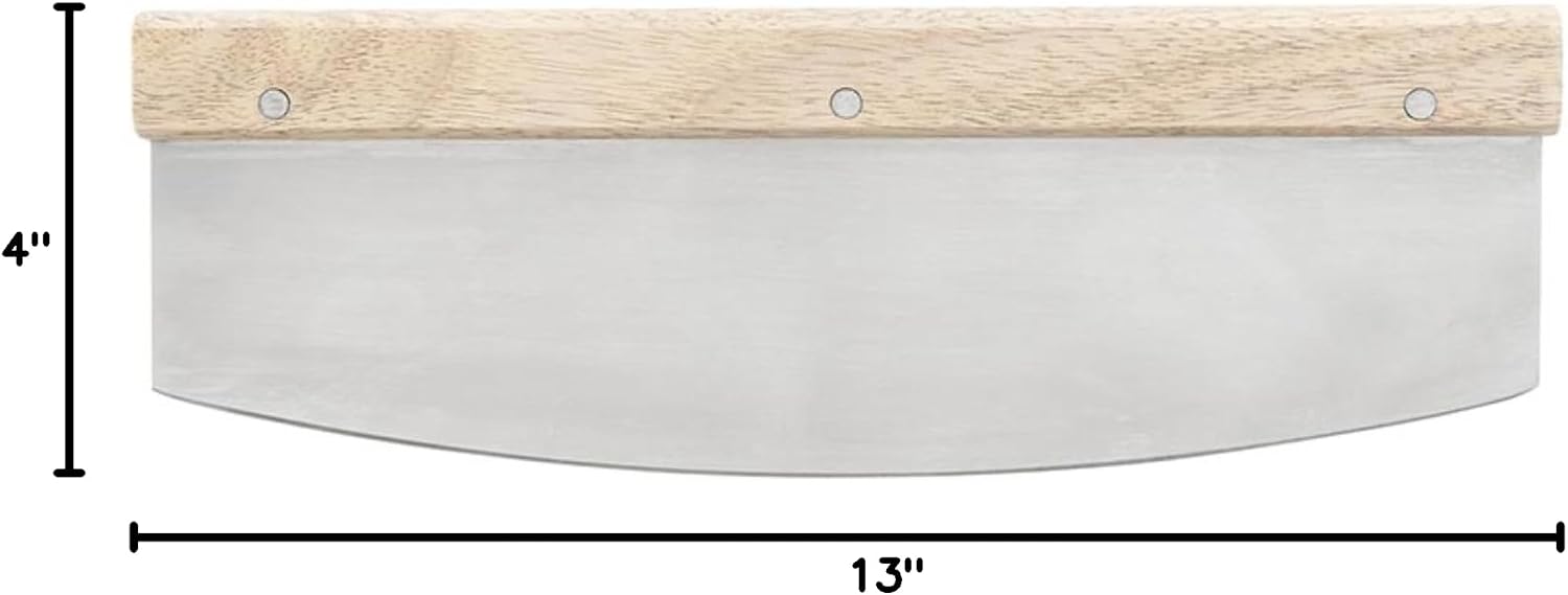 Santa Barbara Design Studio Pizza Rocker Stainless Steel and Oak Cutter, 13" x 4", Pizza My Heart