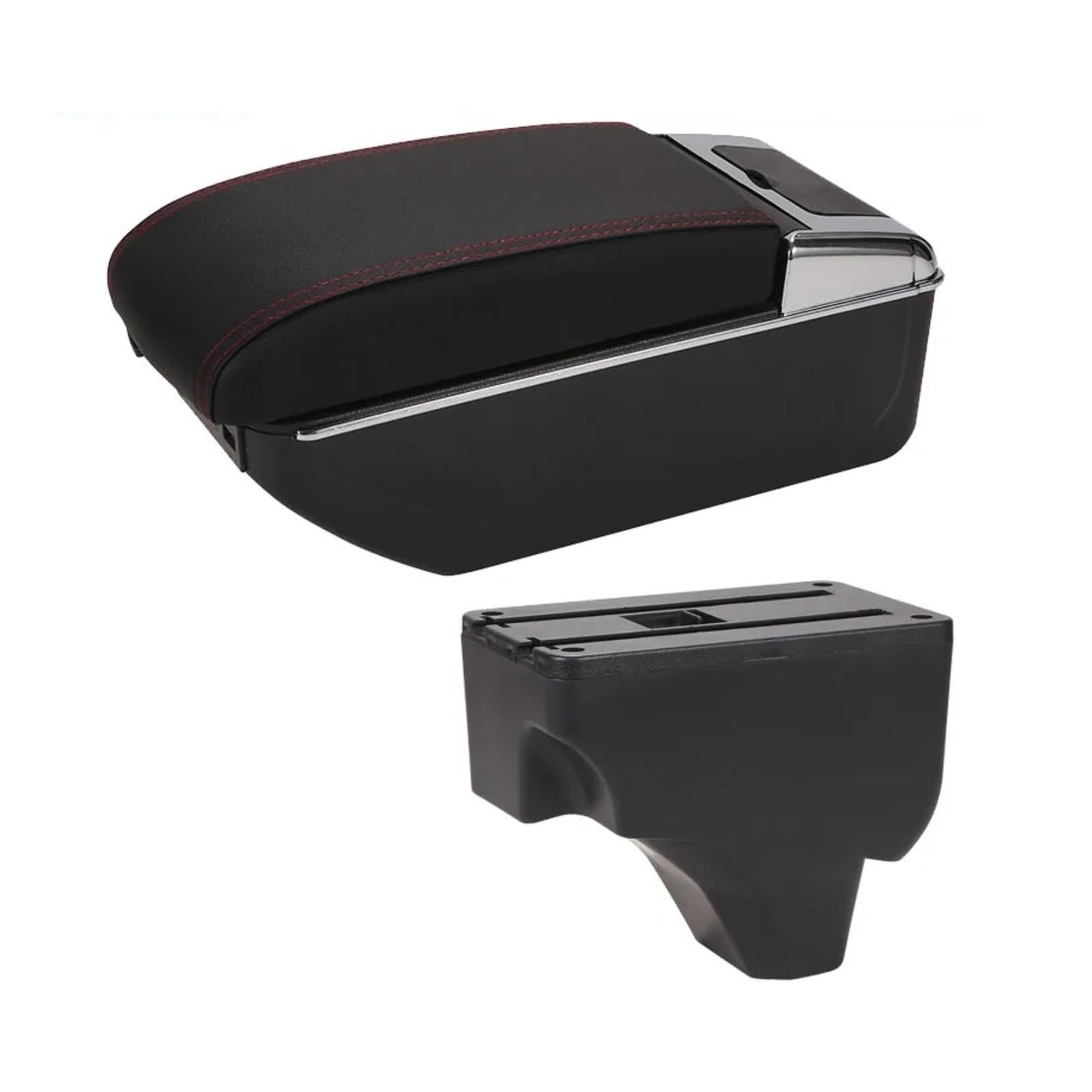 UMDJJU For Peugeot 2008 2019-2024 Armrest Car Box Retrofit Parts Interior Details Storage Accessories Car Centre Console Armrest Box(B1 Black red 7USB)