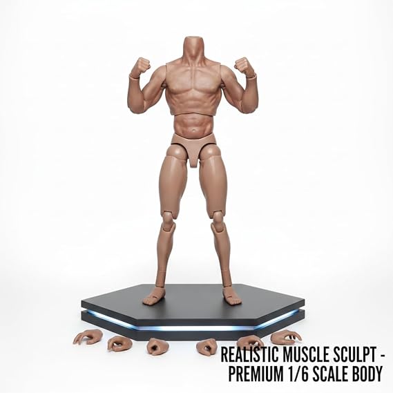 poseable figure, 1/6 Scale Articulated Action Figures- High-realism Muscle Poseable Action Figure Body With 30+ Movable Joints, Compatible With /6 Clothes & Accessories